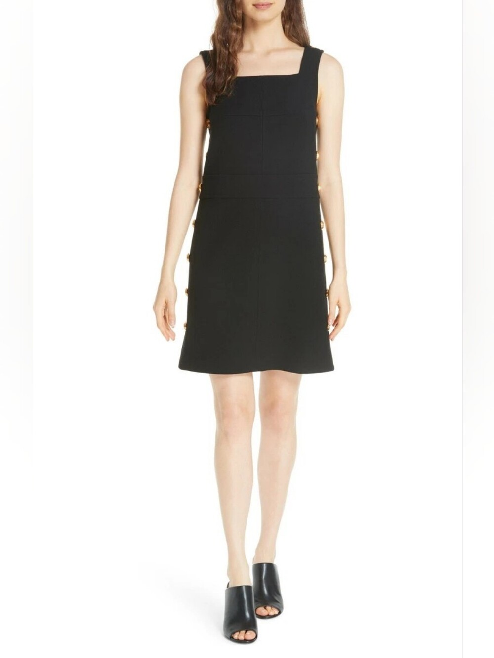 Tory Burch Black Square-Neck Sleeveless Dress
